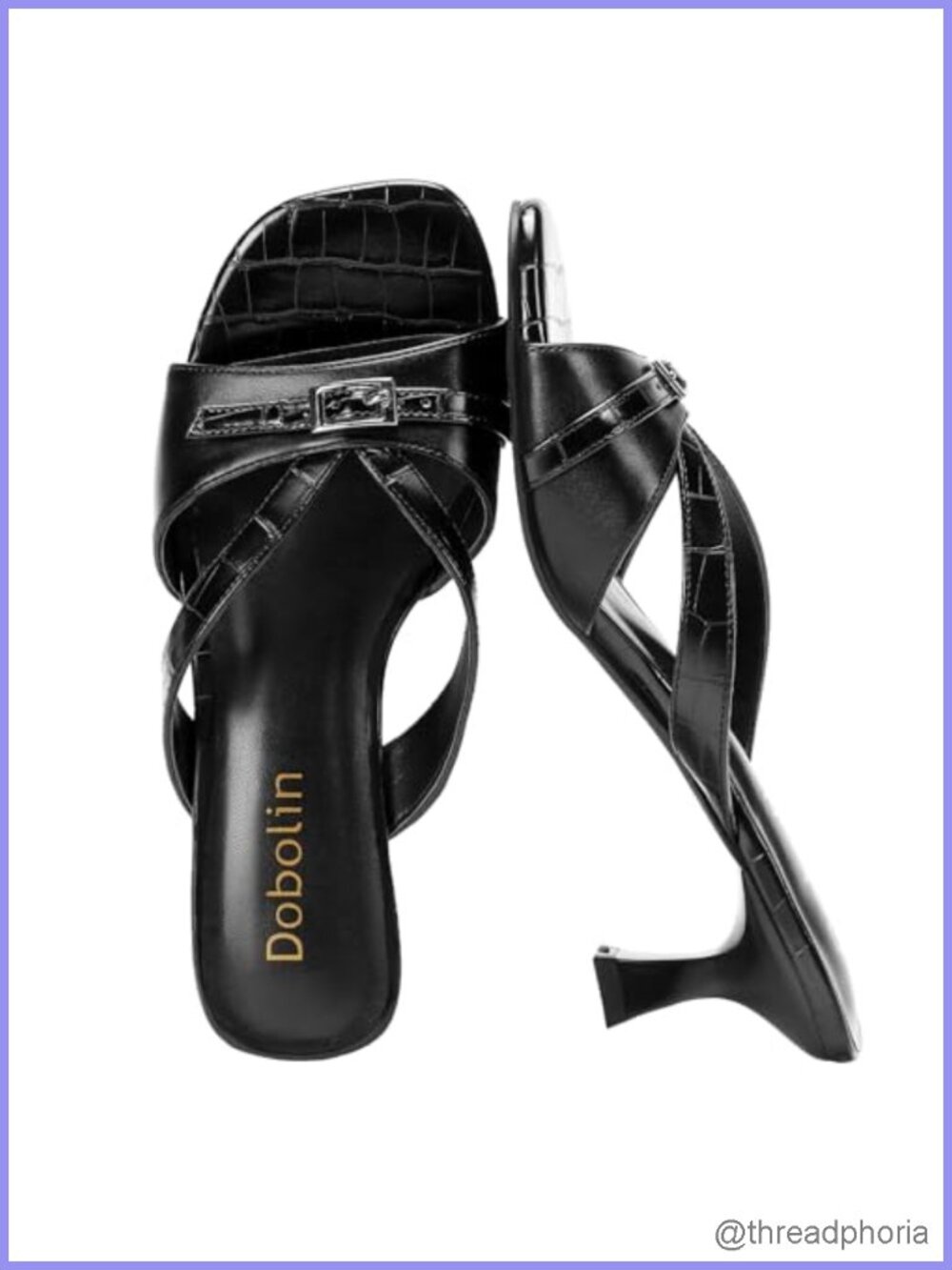 Faux Leather Slip-On Square Toe Kitten Heel Sandals